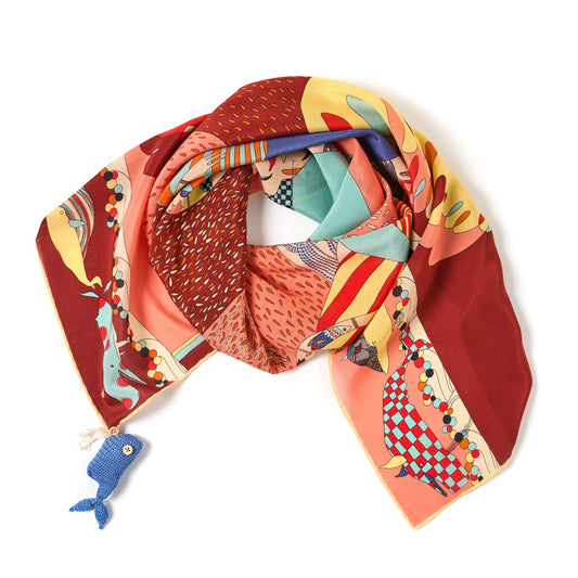 Song of the Deep Silk Scark - 105x105 cm