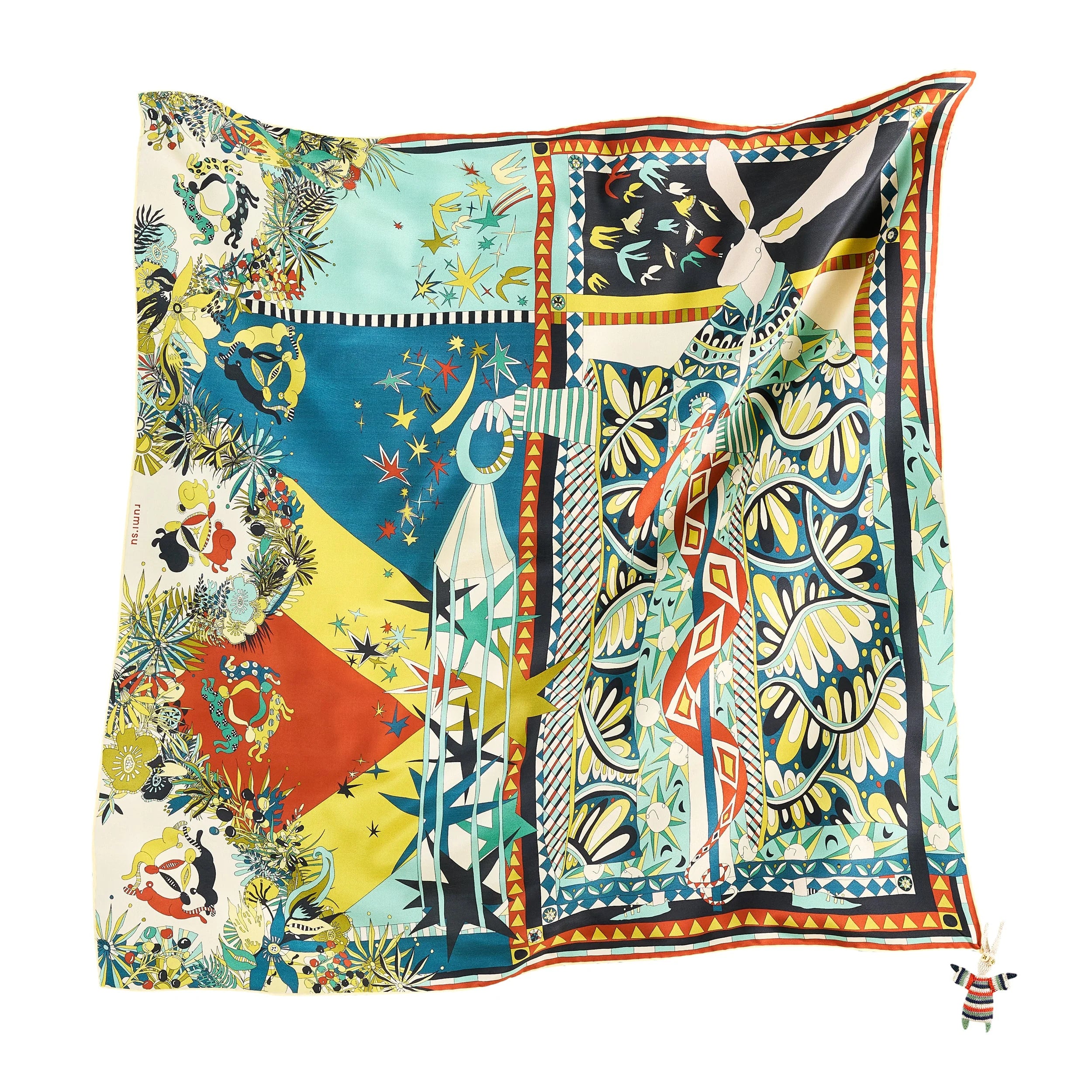 Seeking Hermit Silk Scarf Baby Blue - 105x105 cm