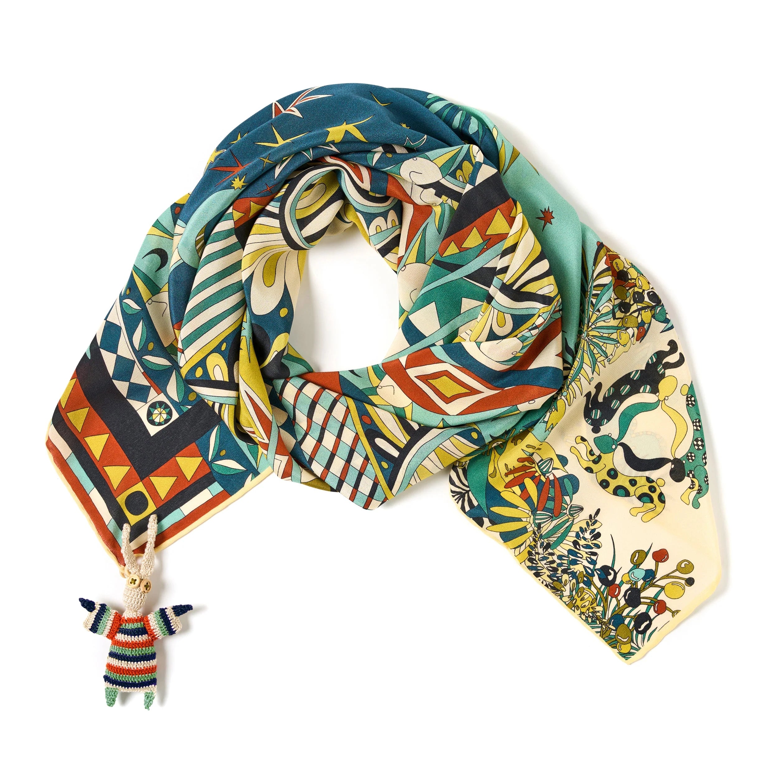 Seeking Hermit Silk Scarf Baby Blue - 105x105 cm