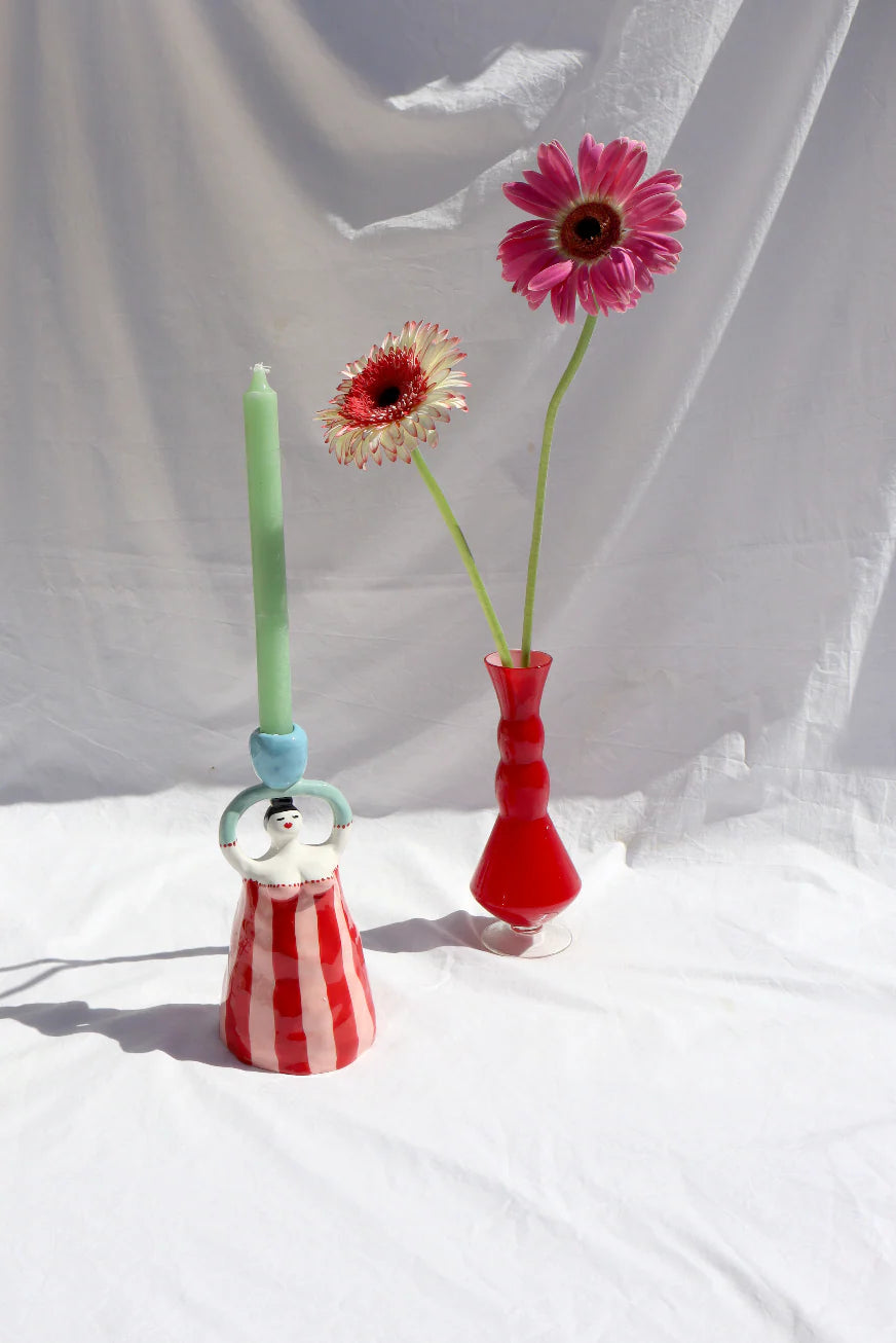 Claudia Red Candle Holder