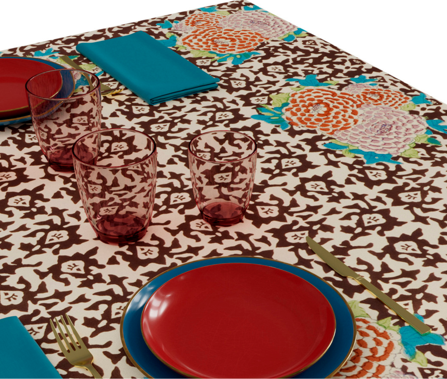 Arabesque Corolla Cotton Tablecloth - 180x350