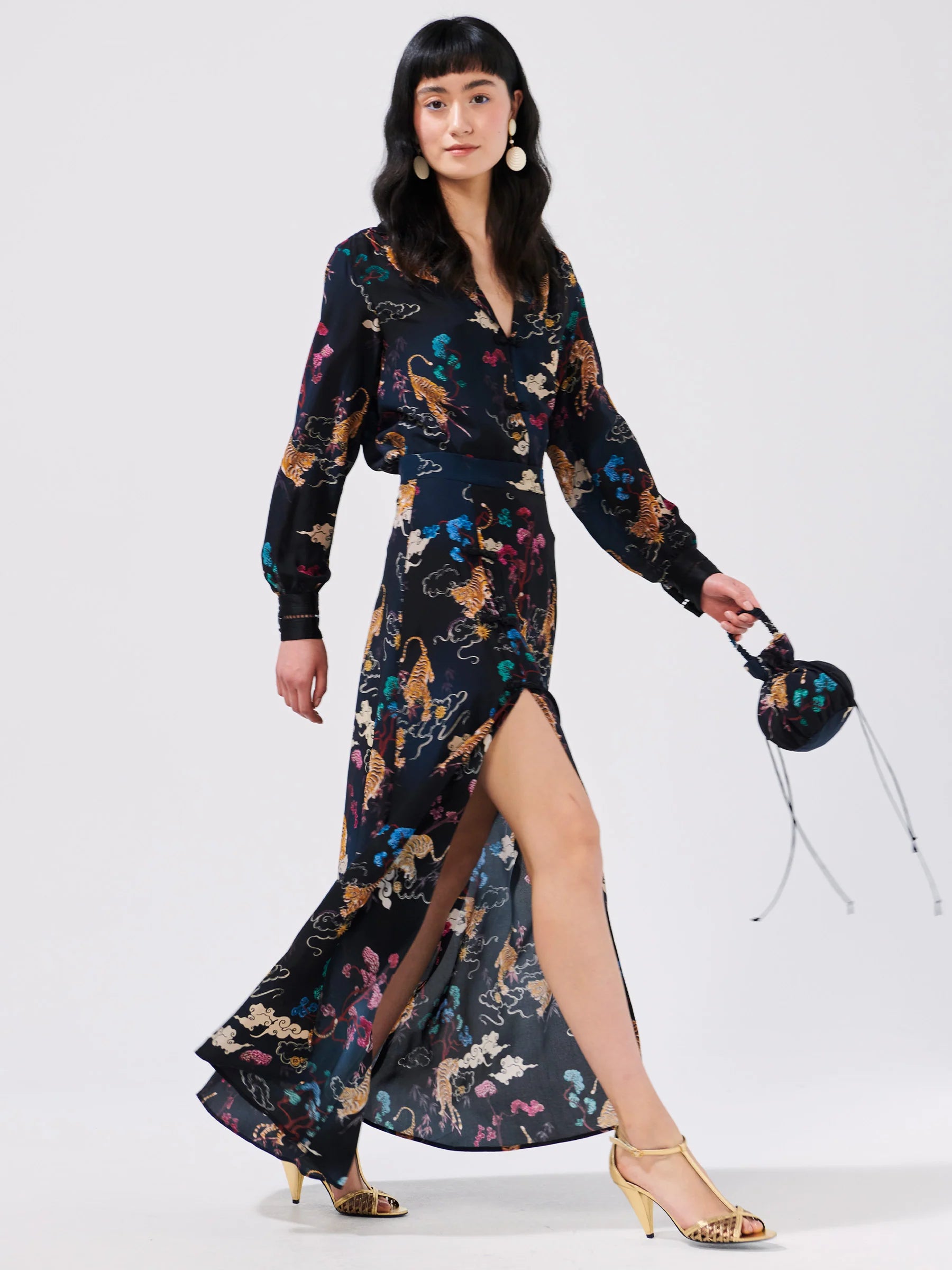 Hayley Menzies Courageous Tiger Silk Maxi Skirt