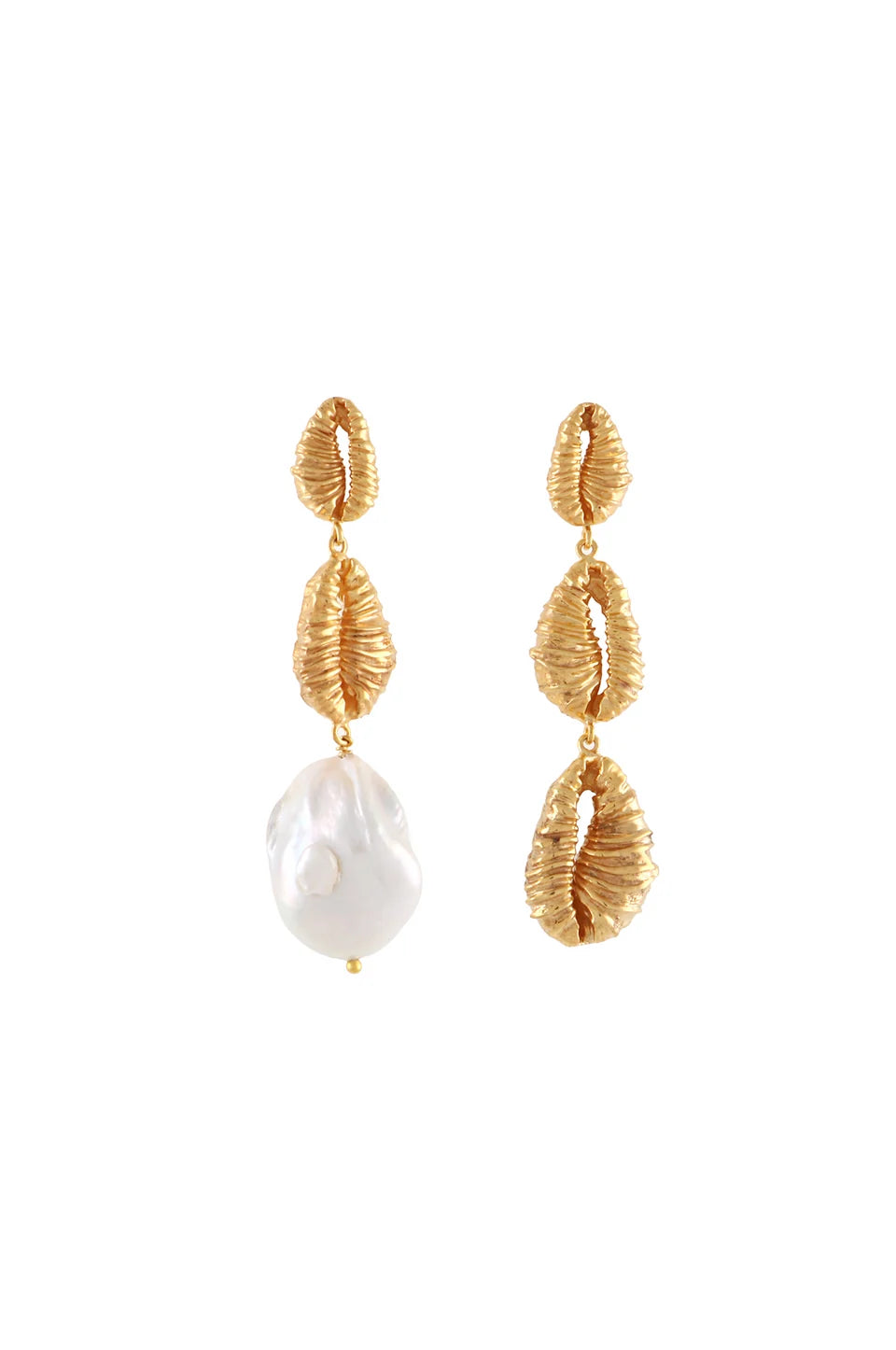 Long Mismatched Seashell Earrings with Pearl