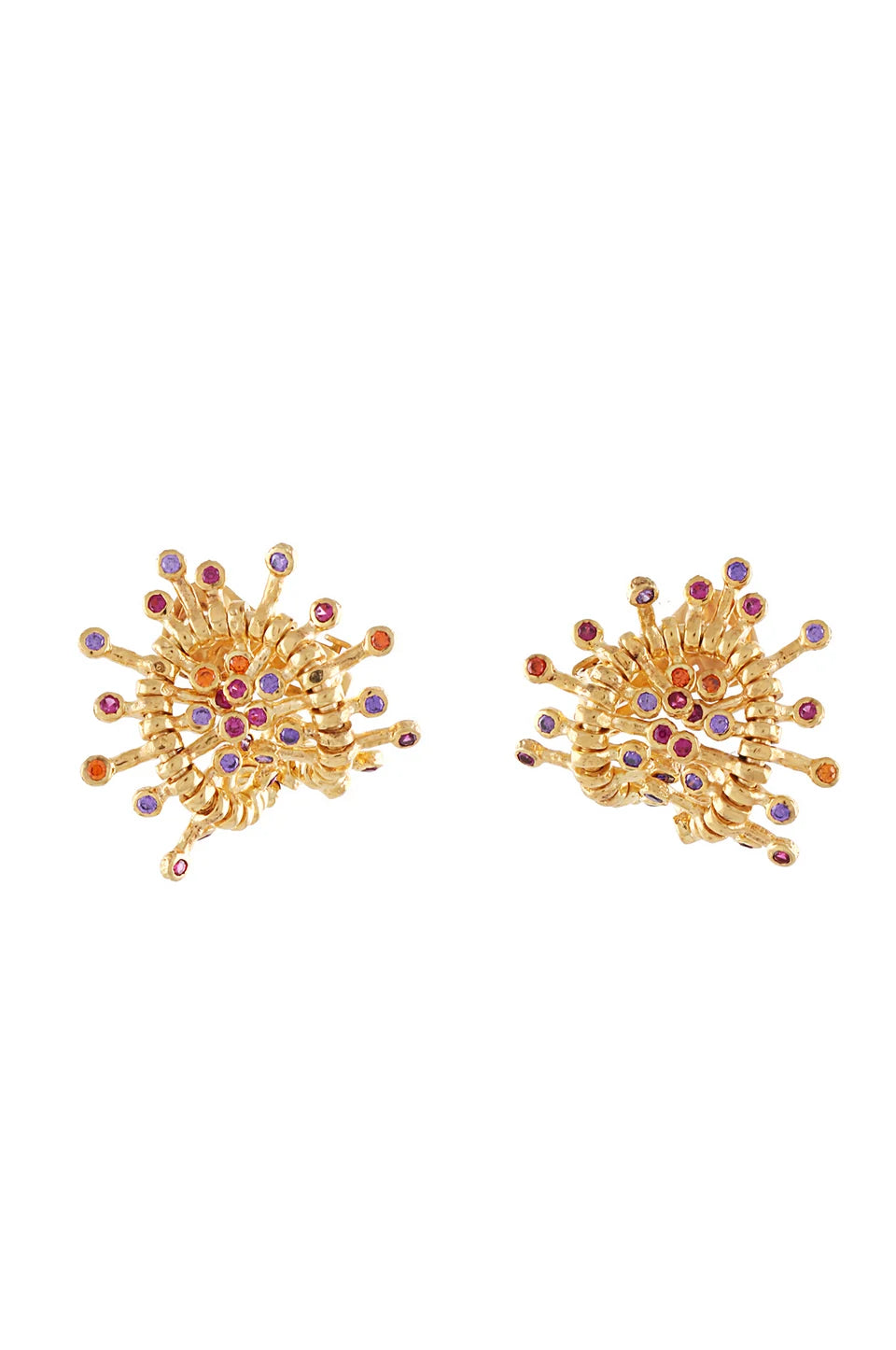 Stud Wavve Earrings with Multicolored Stones