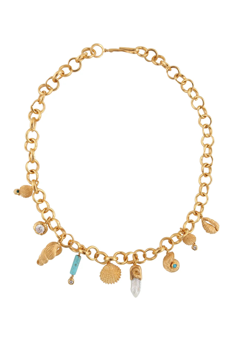 Multichain Necklace with Seashells And Stones