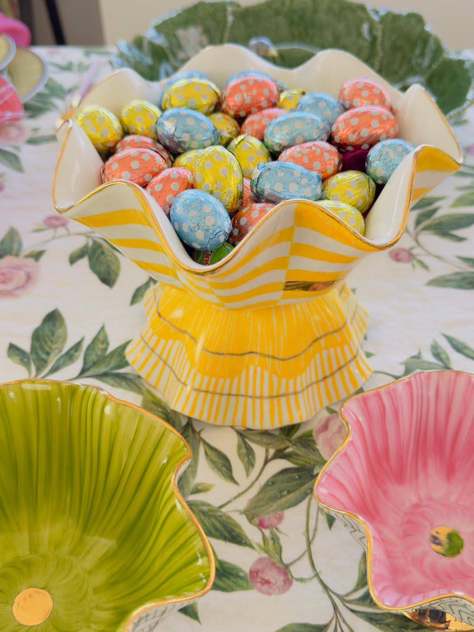 Reversible Hand Painted Porcelain Zig Zag Bowl