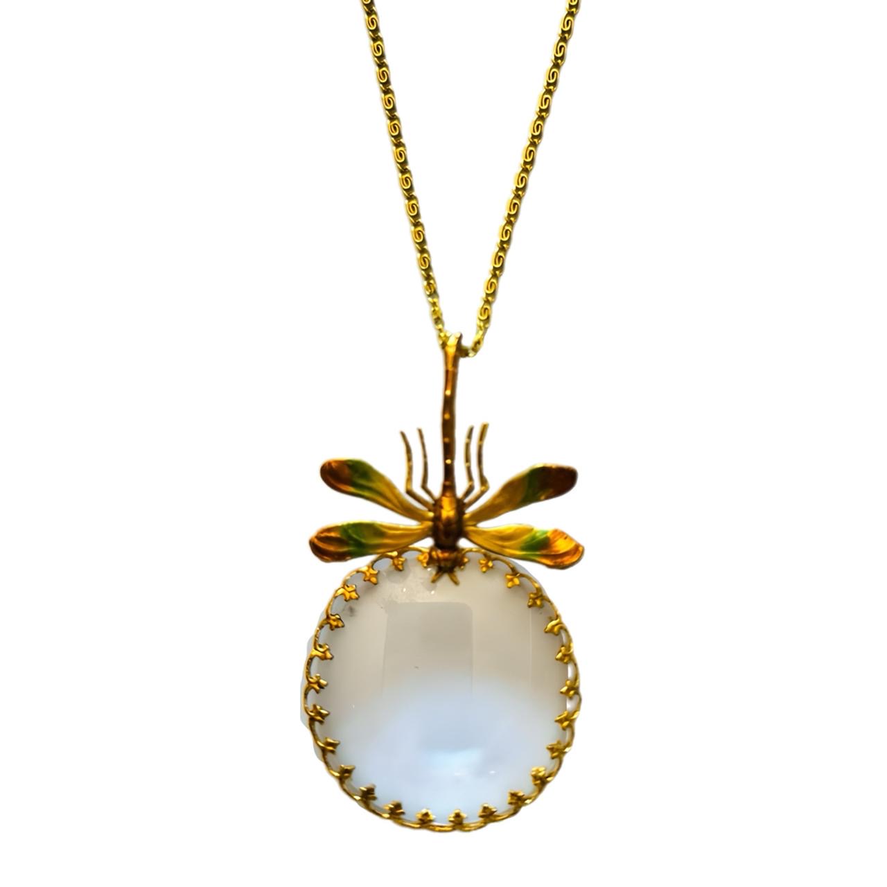 Ornella Magnifying Lens Necklace - Dragonfly