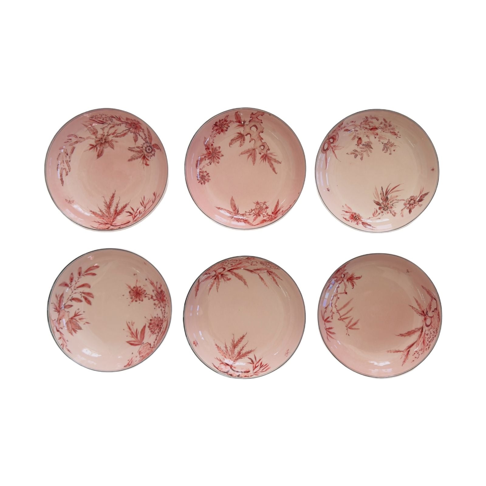 Pink Rocaille Soup Plates - Set of 6