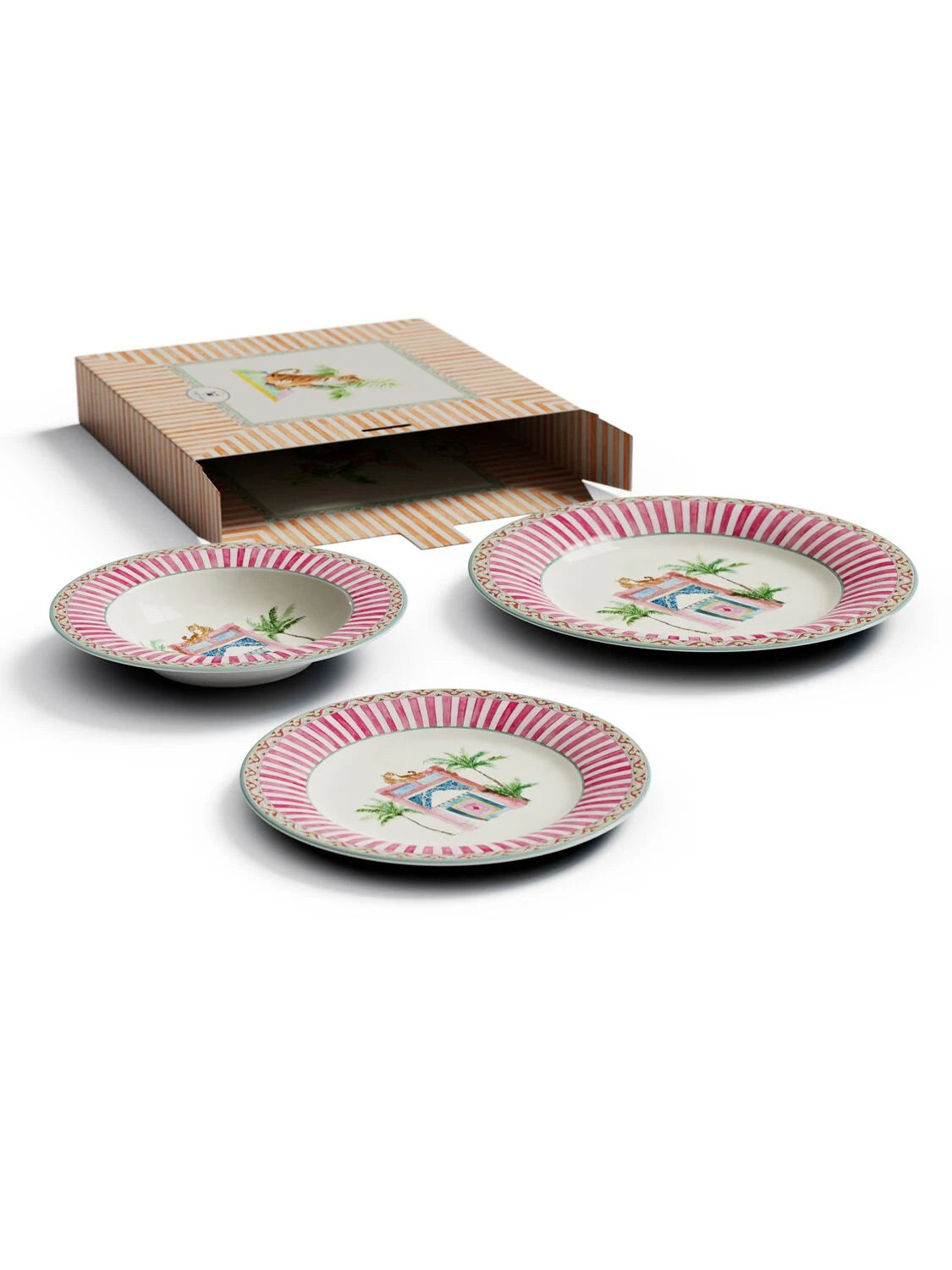 Sariska Porcelain Plates Set of 3 - Pink Unica