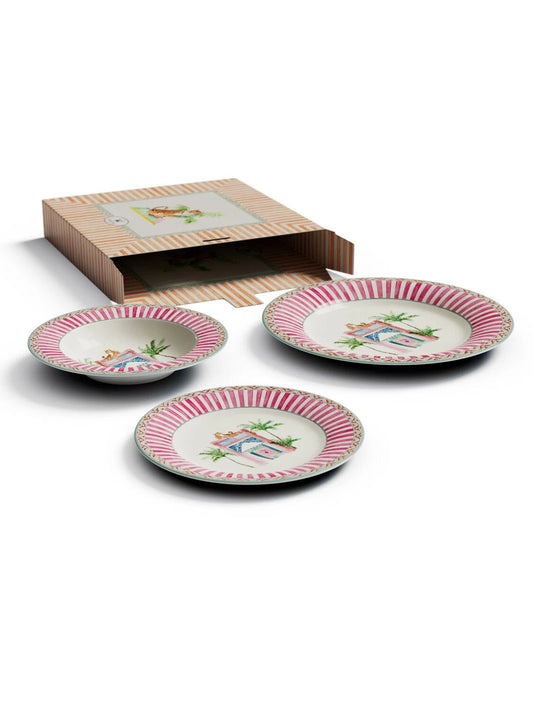 Sariska Porcelain Plates Set of 3 - Pink Unica