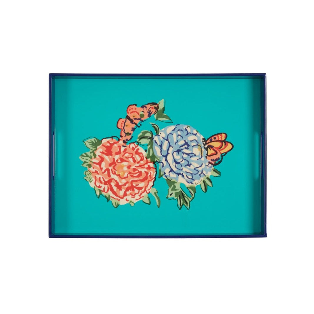 Queen Flower Green Rectangular Tray