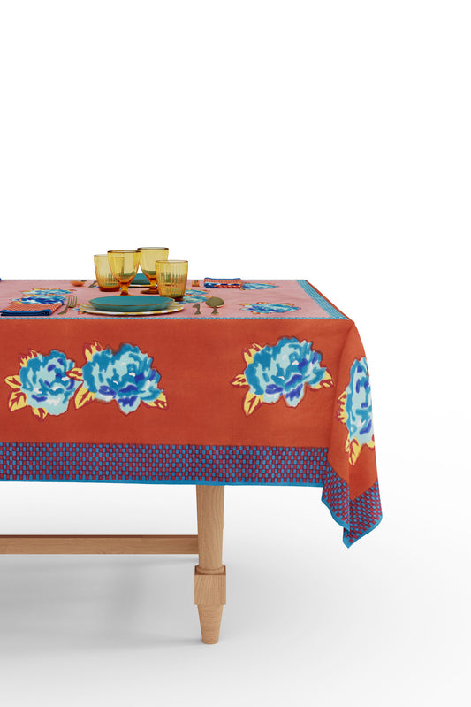 Double Peonia Cotton Tablecloth - 180x350
