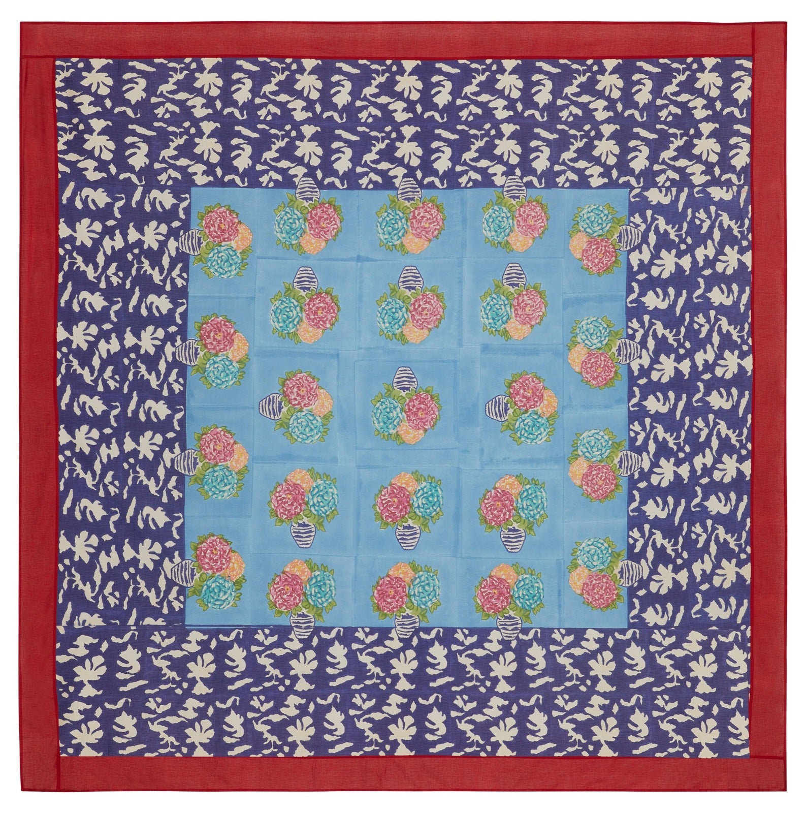 Blue Pot Sky Cotton Tablecloth - 220x220