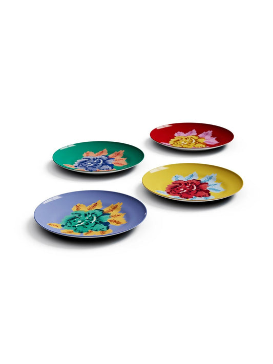 Indian Tiger Porcelain Dessert Plates Set of 4