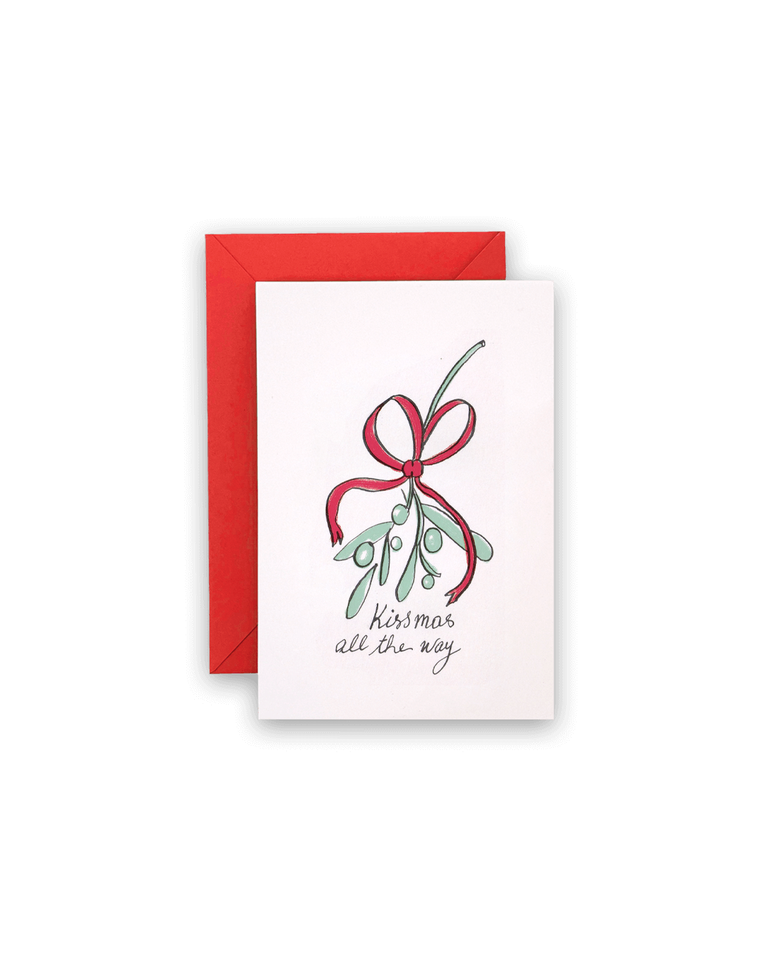 Zenobie Christmas Red Mistletoe Greeting Card