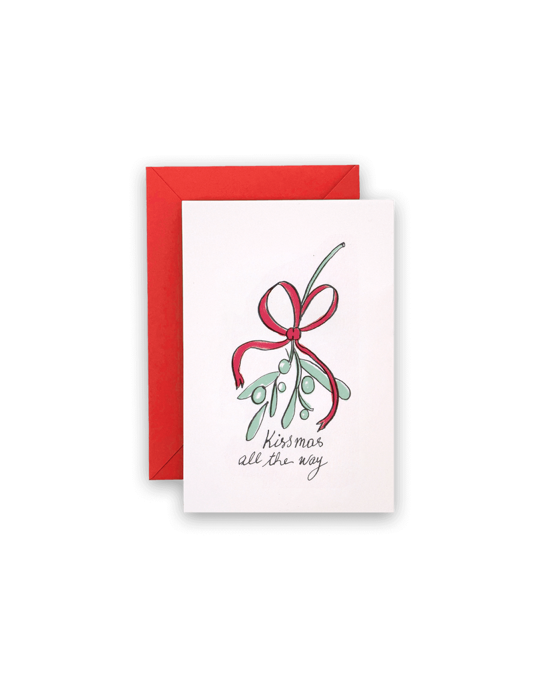 Zenobie Christmas Red Mistletoe Greeting Card