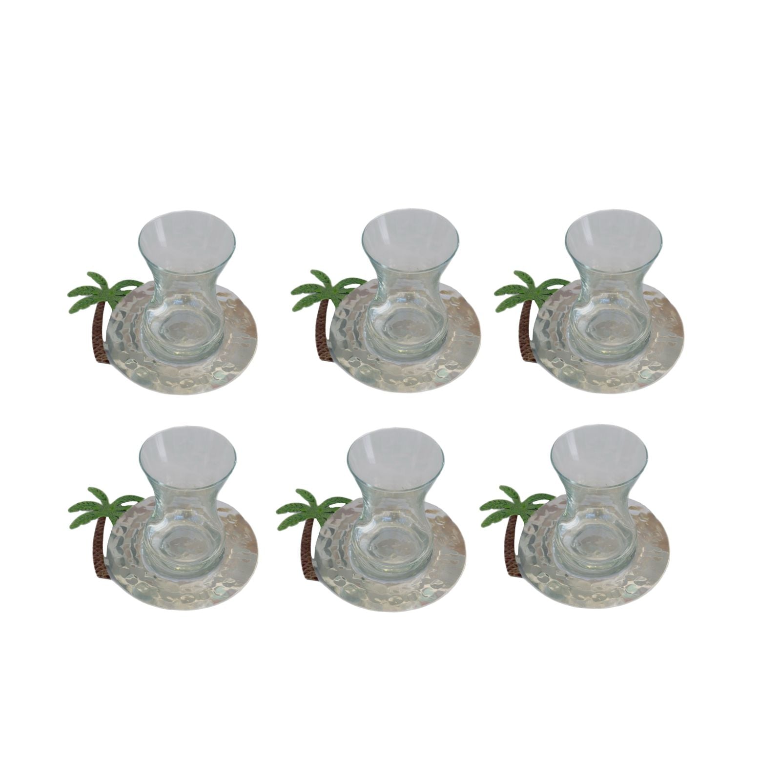 Tea Cup Aluminium with Palm Tree - Silver