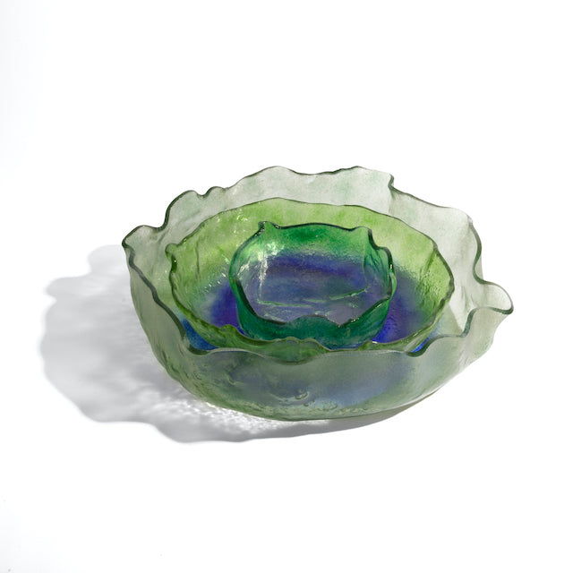 Jelly Glass Round Platter - Green Blue