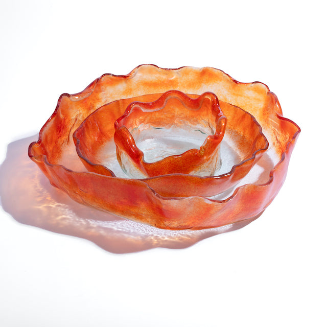Jelly Glass Round Platter - Orange Clear