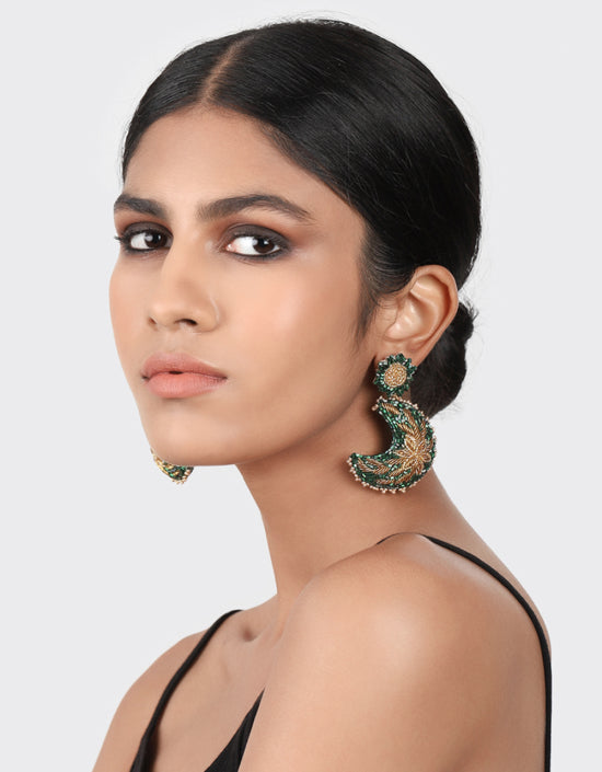 Moon Earrings - Green