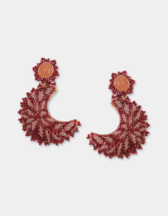 Moon Earrings - Red