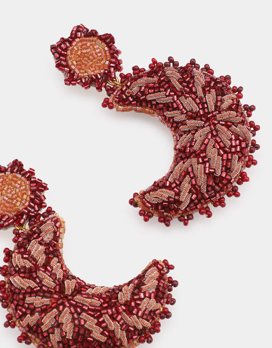 Moon Earrings - Red