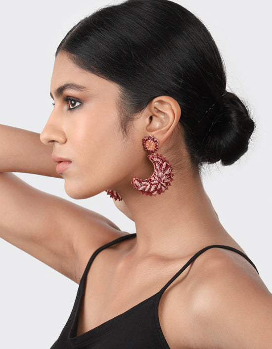 Moon Earrings - Red
