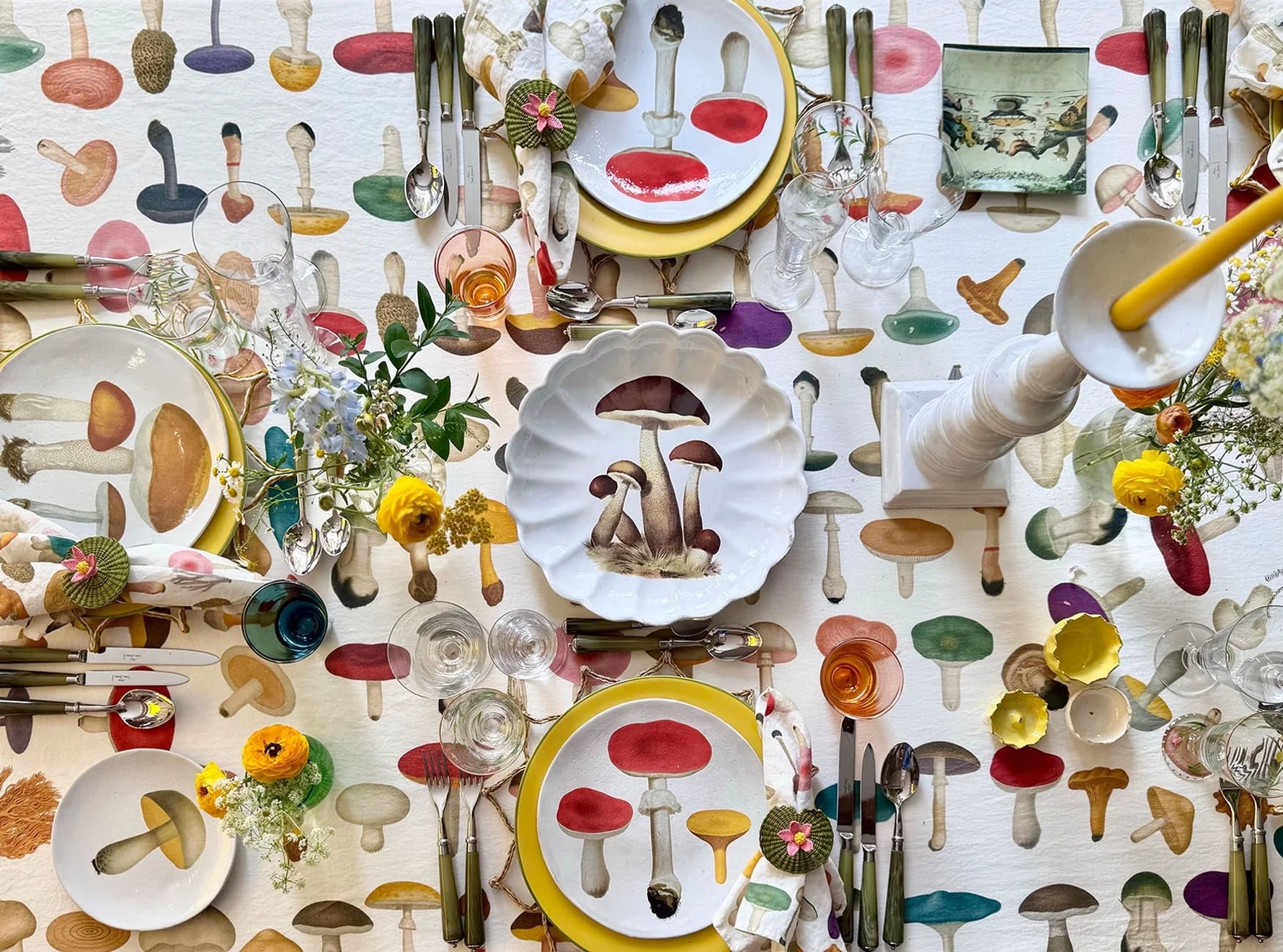 S&B x John Derian Fungi Linen Tablecloth