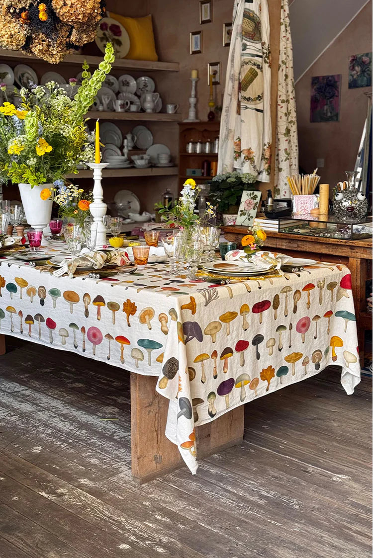 S&B x John Derian Fungi Linen Tablecloth