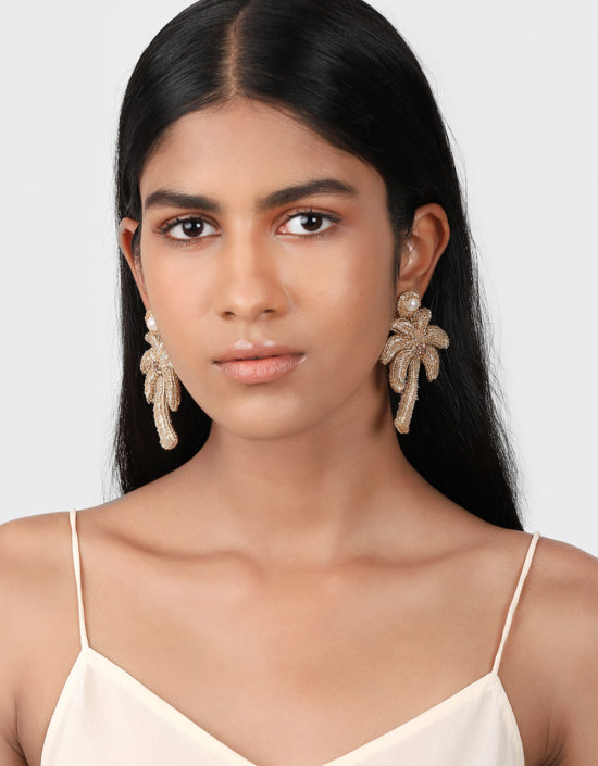 Palm Tree Earrings - Gold