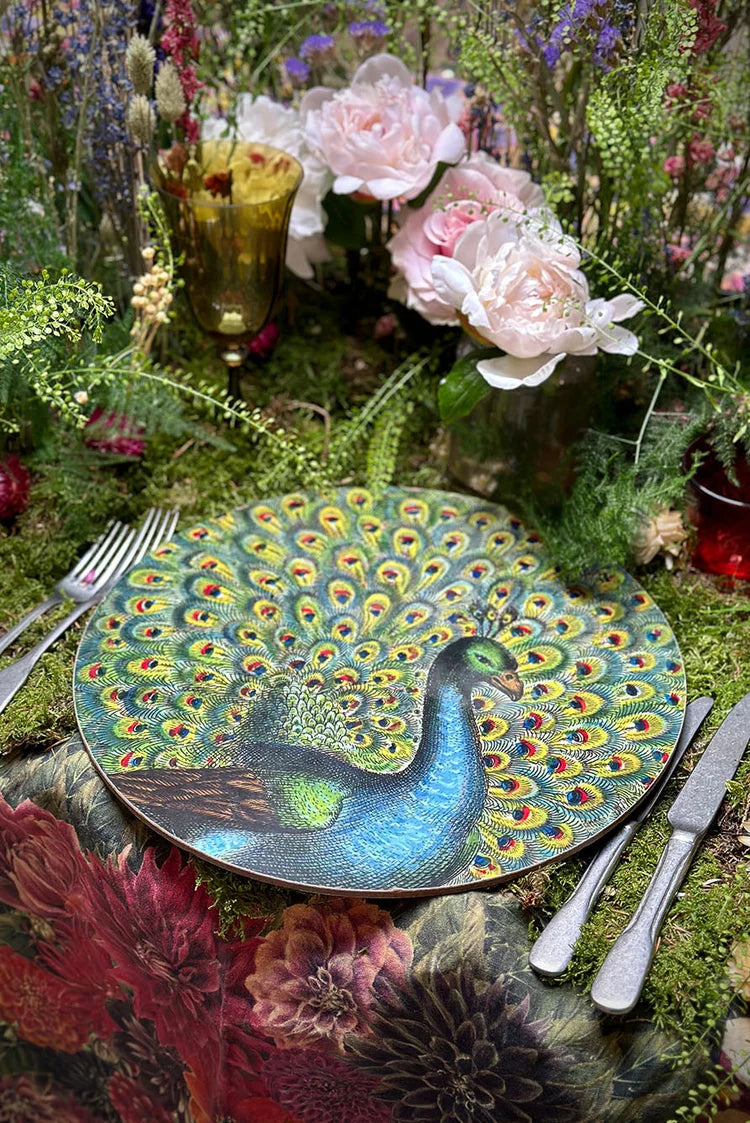 Peacock Round Cork Back Placemat