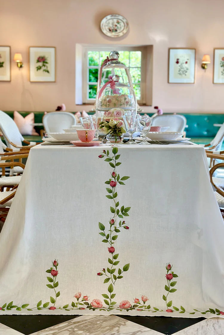 Rose Trellis Linen Tablecloth