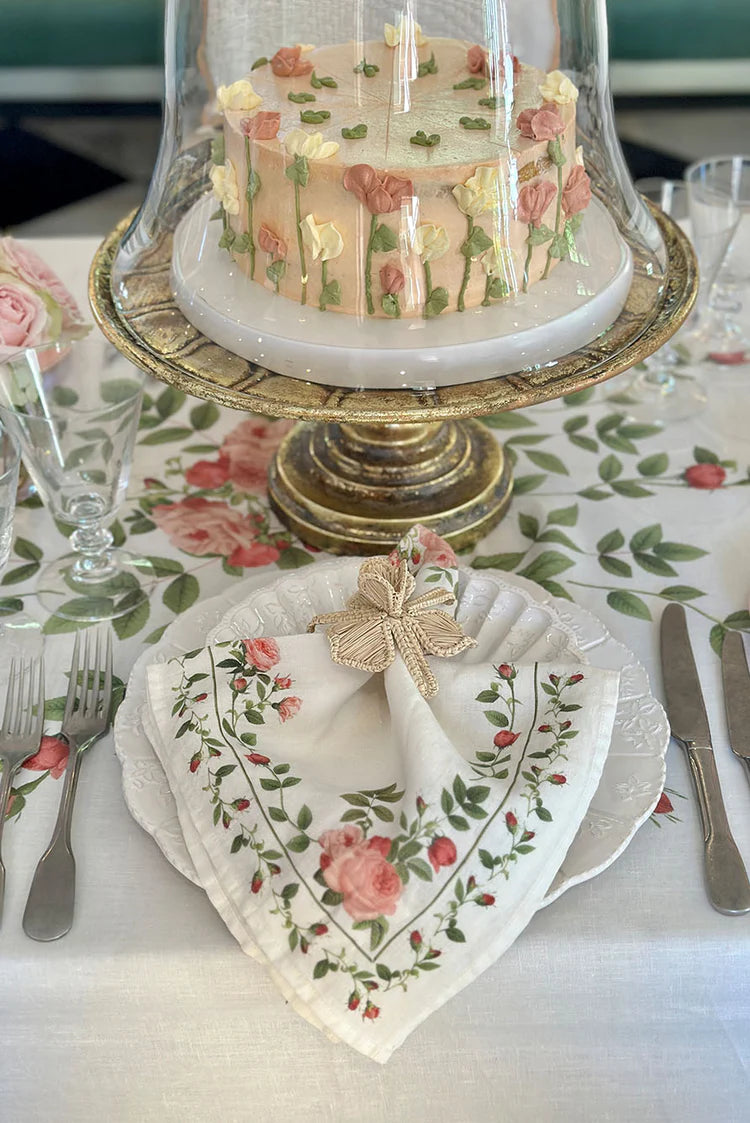 Rose Trellis Linen Tablecloth