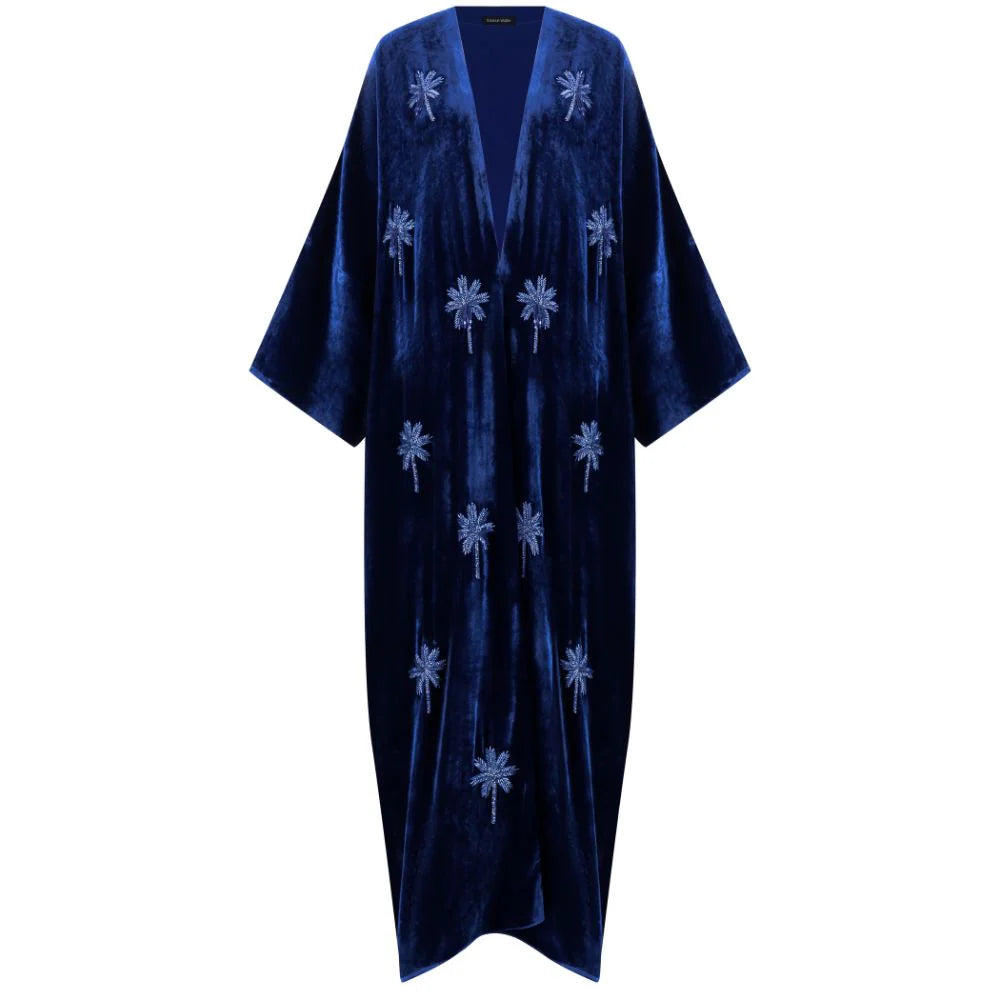 Royal Blue Velvet Abaya