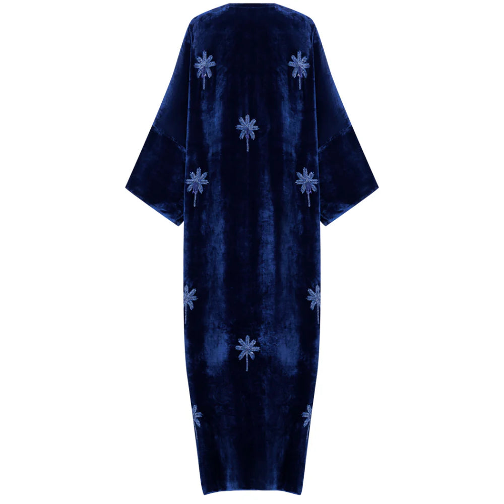 Royal Blue Velvet Abaya