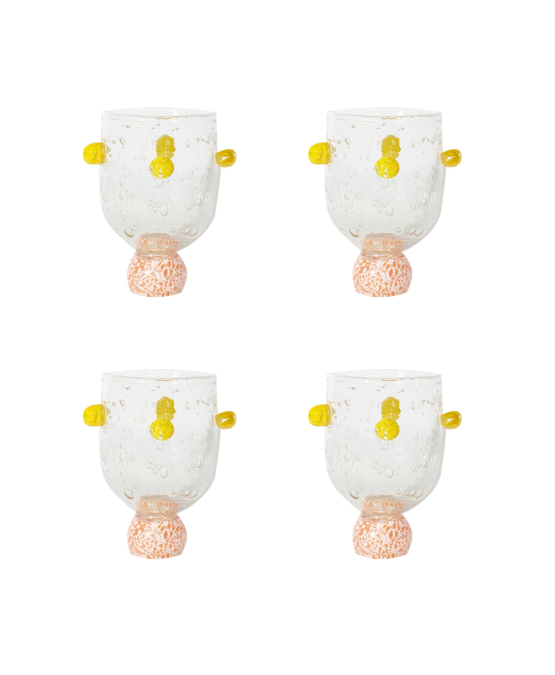 Dotty Yellow & Pink Glass Tumbler