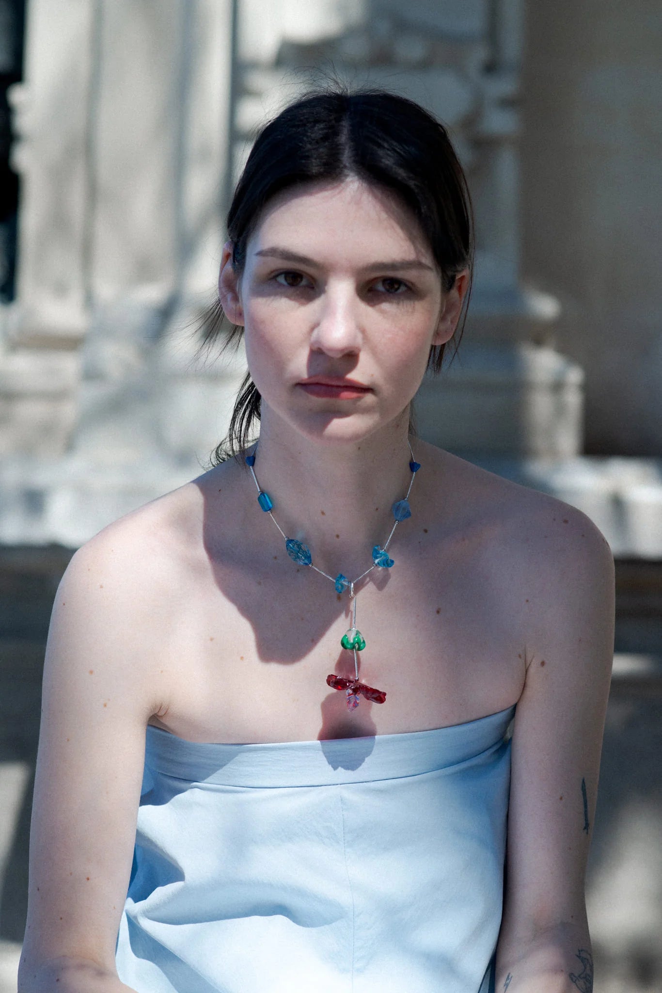 Camelia Rouge Necklace with Charm