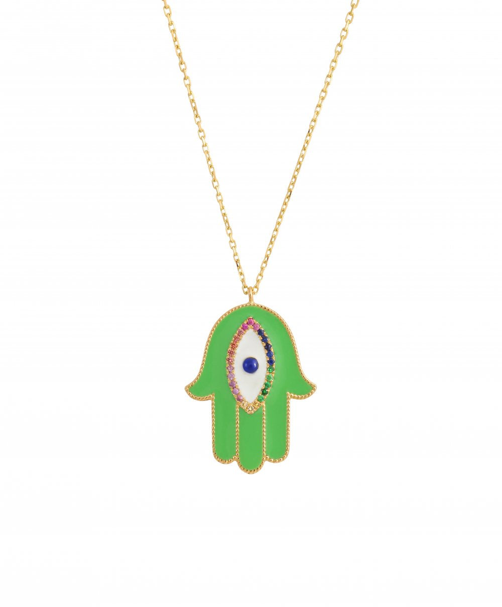 J by Boghossian Enamel Large Fatma Hand Necklace - Turquoise