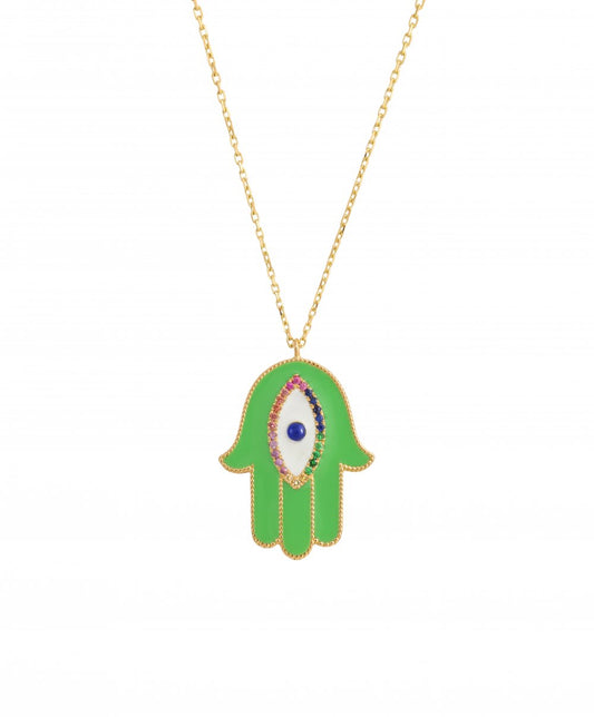 J by Boghossian Enamel Large Fatma Hand Necklace - Turquoise