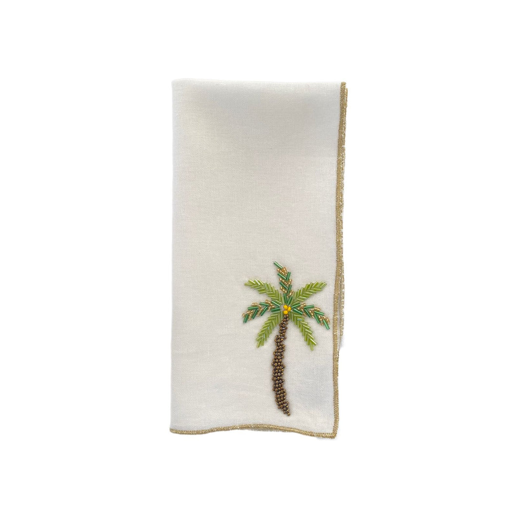 A Table Beaded Linen Napkin - Palm Tree