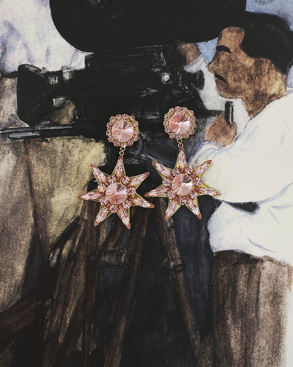 Elsa O Ya Leil Ya Ein Star Long Earrings