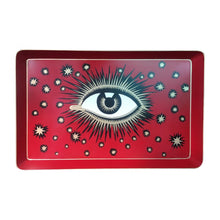 Load image into Gallery viewer, Les Ottomans Rectangular Evil Eye Iron Tray Table - Red
