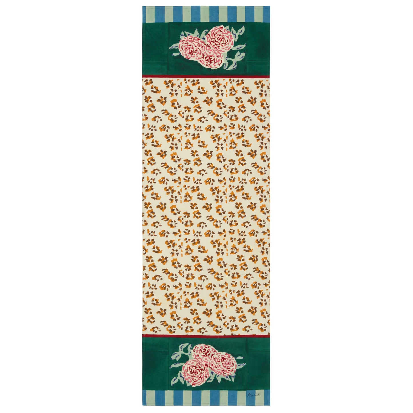 Leopard Stripes Cotton Runner - Green