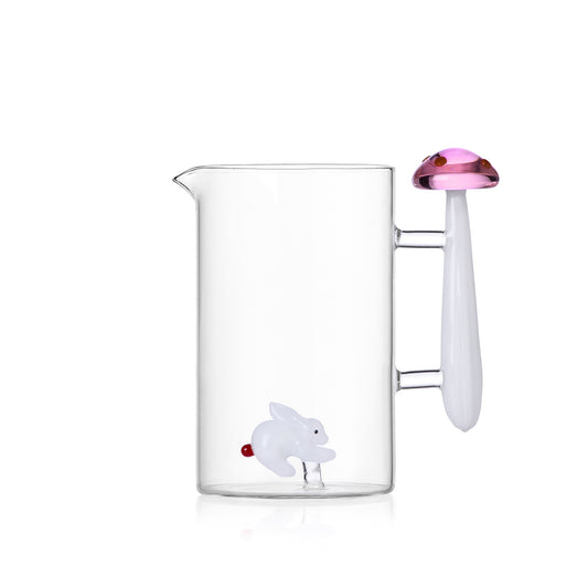 Ichendorf Jug White Rabbit & Pink Mushroom with Red Dots