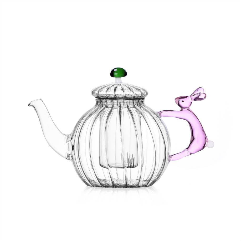 Ichendorf Teapot Pink Rabbit & Green Mushroom