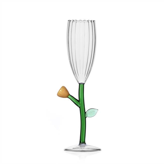 Ichendorf Optical Flute Stemmed Glass Flower