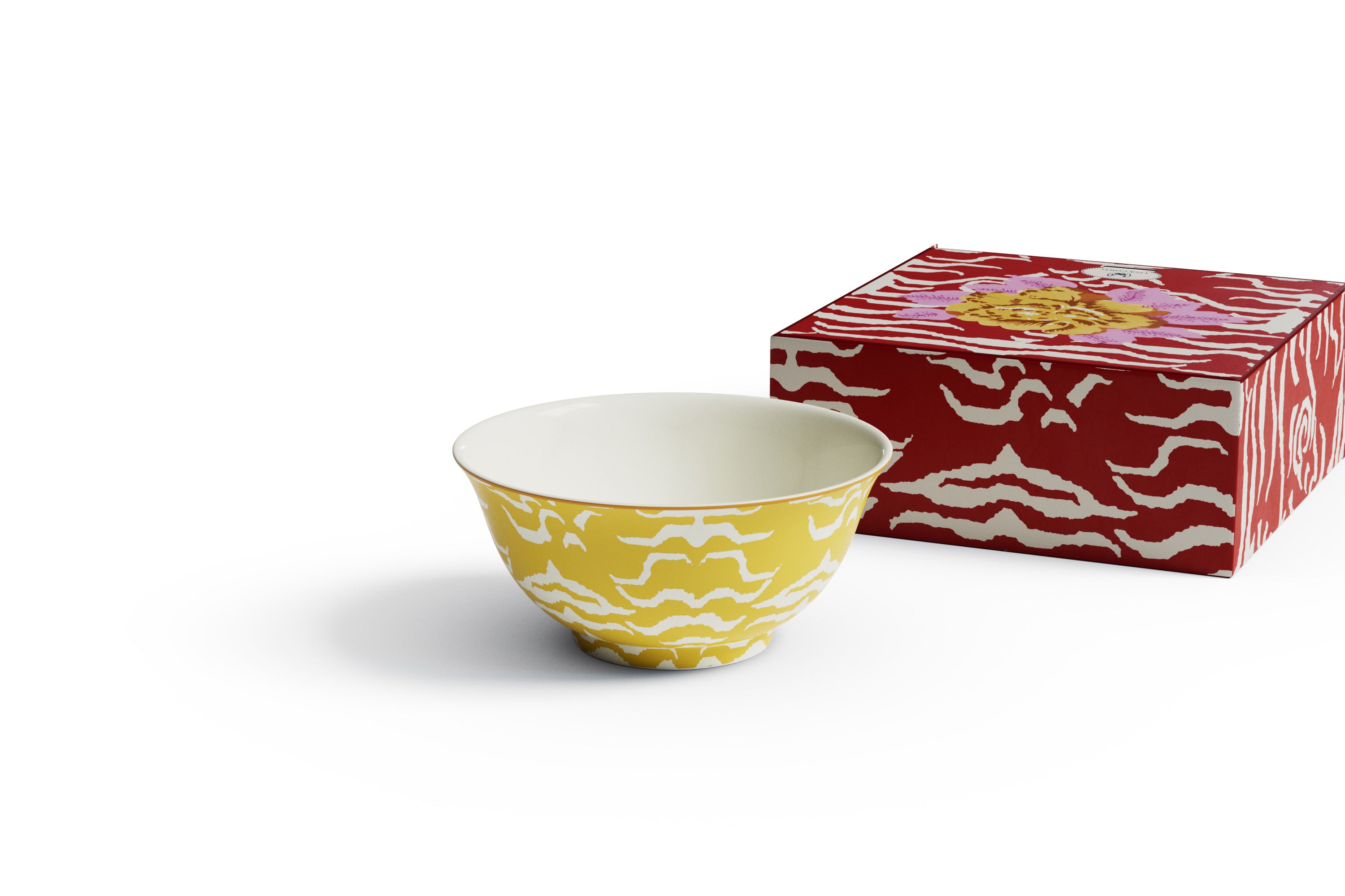 Indian Tiger Porcelain Bowl - Gold