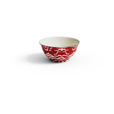 Indian Tiger Porcelain Bowl - Red