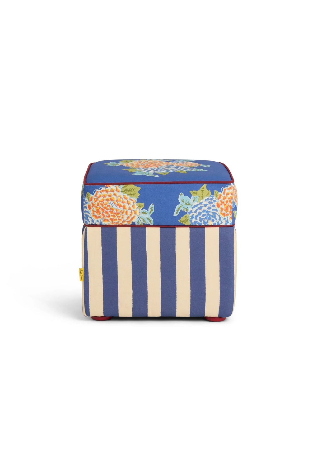 Corolla Blue Stripes Square Ottoman Pouf
