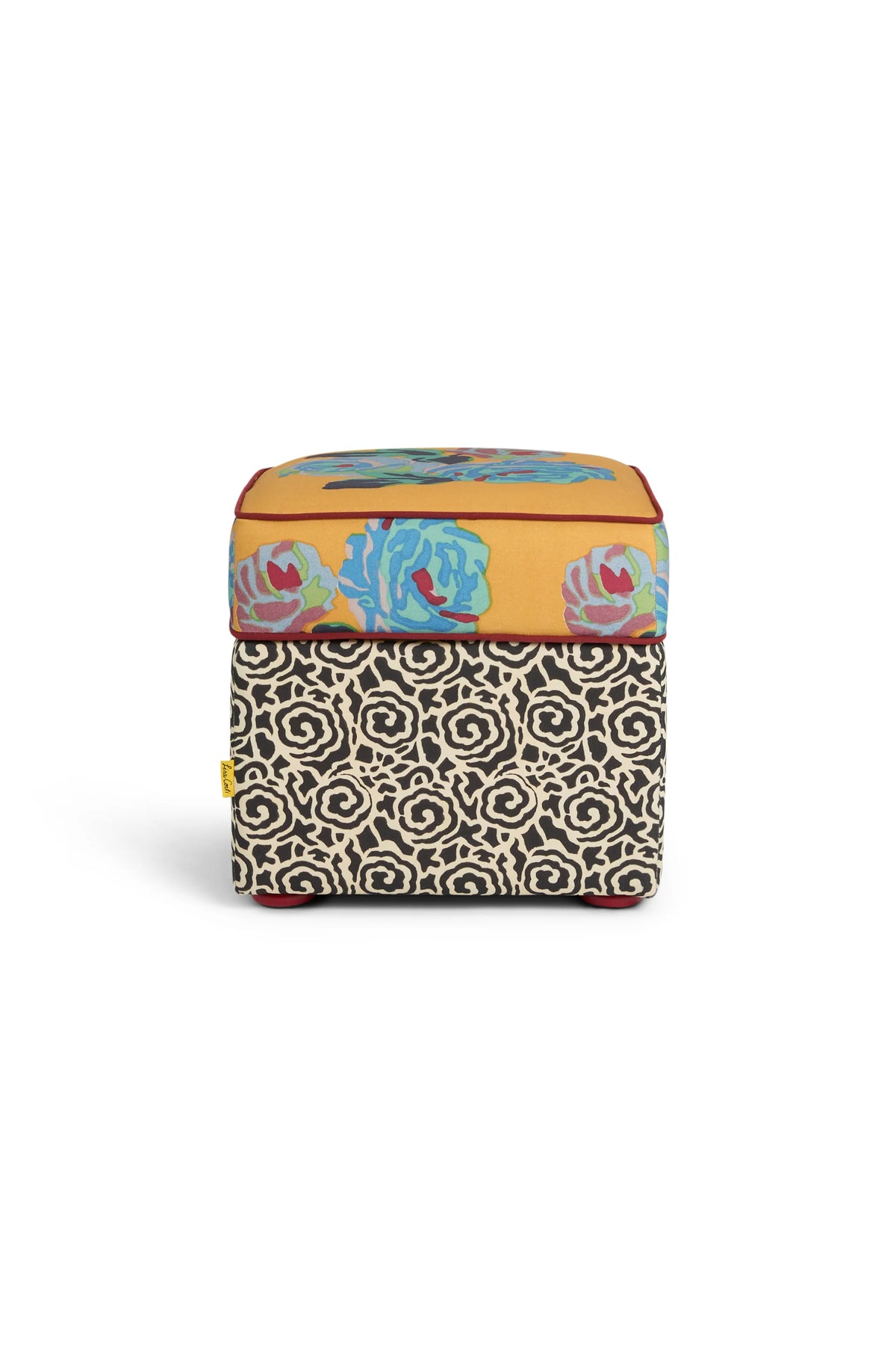 Nizam Mustard Stripes Square Ottoman Pouf